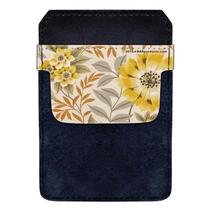 Leather Bottle Opener Pocket Protector w/ Designer Flap - Sunflower Floral