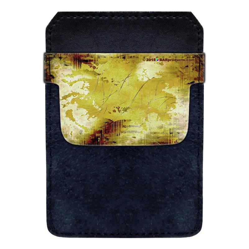 Leather Bottle Opener Pocket Protector w/ Designer Flap - Yellow Grunge - SMALL