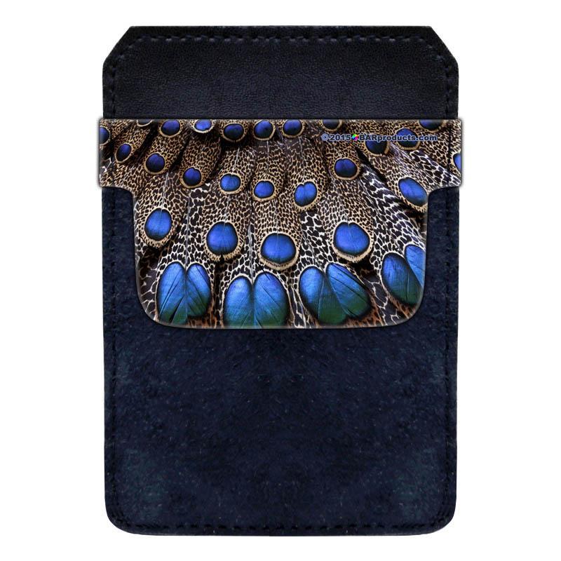 Leather Bottle Opener Pocket Protector w/ Designer Flap - Peacock - SMALL