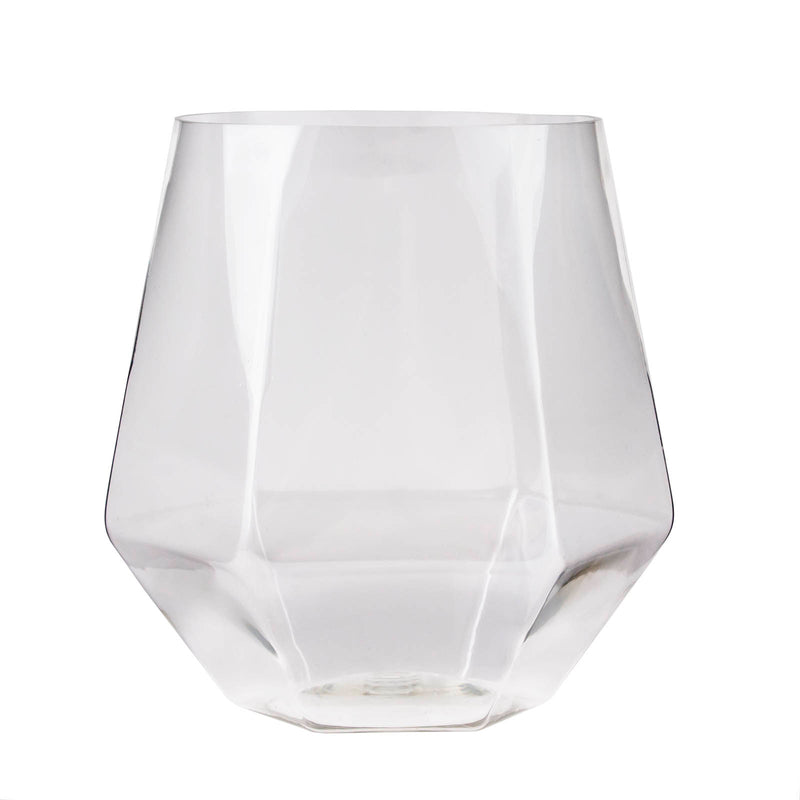 Plastic Stemless Wine Glasses - Diamond-Shaped - 12 pack - 12oz