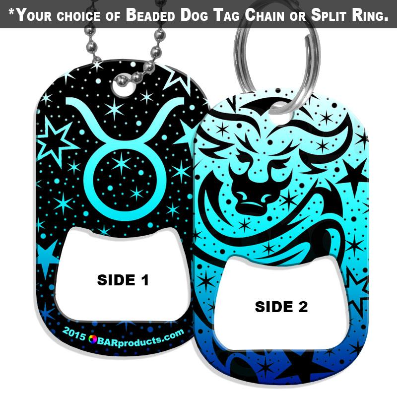 Dog Tag Bottle Opener - Zodiac Sign - Taurus