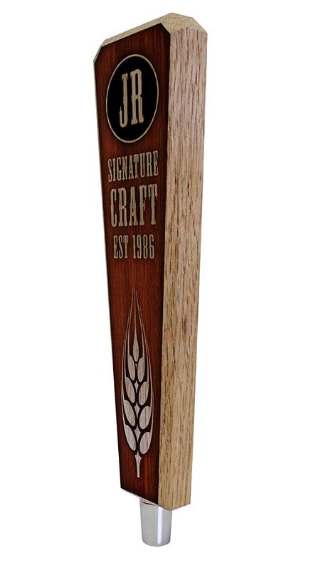 Oak Wood Beer Tap Handles - Flared Shape - Initial Signature Craft - 10 inch