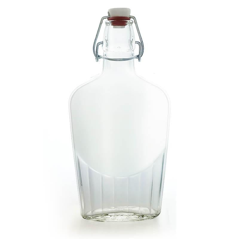 Swing Top Glass Bottle - Clear Flask - 8.5 or 17 ounce