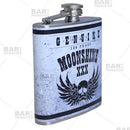 Stainless Steel Hip Flask - Moonshine Design - 6 ounce side view