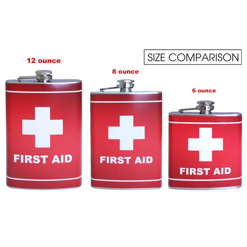 Stainless Steel Hip Flask - First Aid Design - Size Comparison