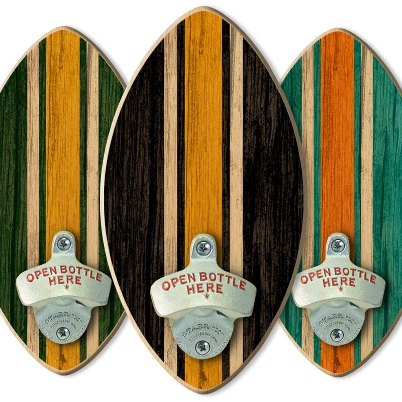 Football Wall-Mounted Wooden Plaque Bottle Openers - Several Team Color Options