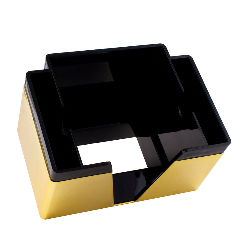 3 COMPARTMENT BAR NAPKIN CADDY - BLACK AND GOLD