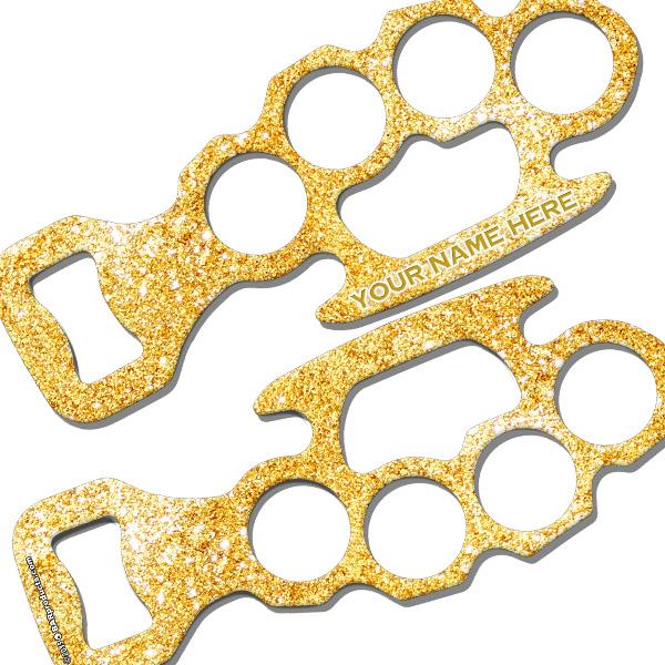 Glitter Knuckle Buster Bottle Opener - ADD YOUR NAME