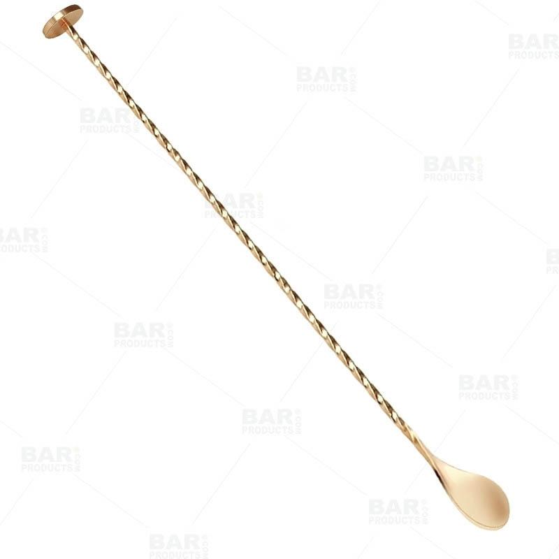 BarConic® Gold Plated Bar Spoon w/ Muddler Tip - Professional Grade - 40cm Length