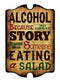 ALCOHOL Wood Plaque Bar Sign Tavern-Shaped 