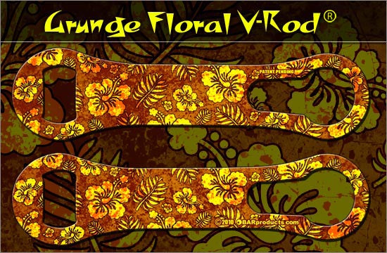 Kolorcoat V-Rod Bottle Opener -Grunge Brown and Yellow Hawaiian