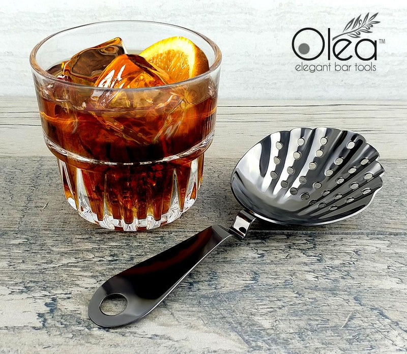 Olea™ Shell Julep Cocktail Strainer - Gunmetal Plated