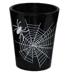Printed Black Shot Glasses - Halloween Themed - Spider Web