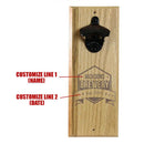 Wooden Wall Bottle Opener w/ Magnetic Cap Catcher - Engraved Brewery