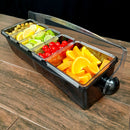Condiment Holder with (4) 1-Quart Inserts and 2-Quart Fruit Trays - Black