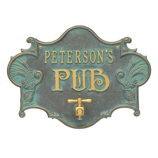 CUSTOMIZABLE Cast Aluminum Plaque (and Bottle Opener) - Hops and Barley Beer Pub Design