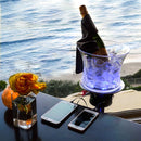 Ice Bucket Wine Bottle Cooler Stand Plus Charging Station - LED