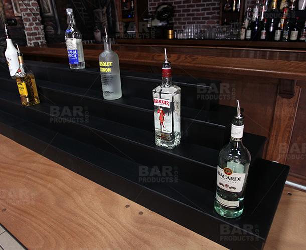 MixMaster™ 2 Tier Incremental Wooden Liquor Bottle Shelf Displays - BLACK