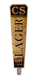Oak Wood Beer Tap Handles - Flared Shape - Initial LAGER Design - 10 inch