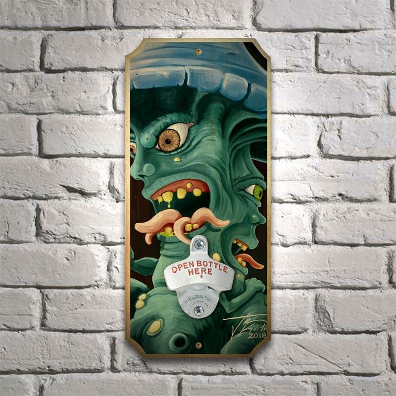 Two Face Mushroom - Wood Plaque Wall Mounted Bottle Opener