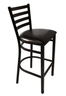 <a href="http://www.BarSupplies.com/ladder-back-metal-bar-stool-black-vinyl">Ladder Back Metal Bar Stool - Black Vinyl Seat</a>