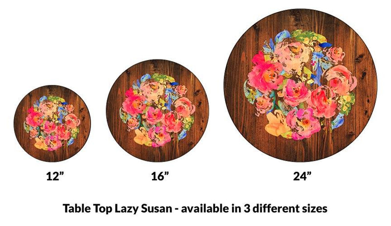 WATERCOLOR FLOWERS Lazy Susan - 3 Different Sizes - For Kitchen Table Top