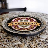 Bottle Cap Wood Lazy Susan - Add Your Name - Size Variations