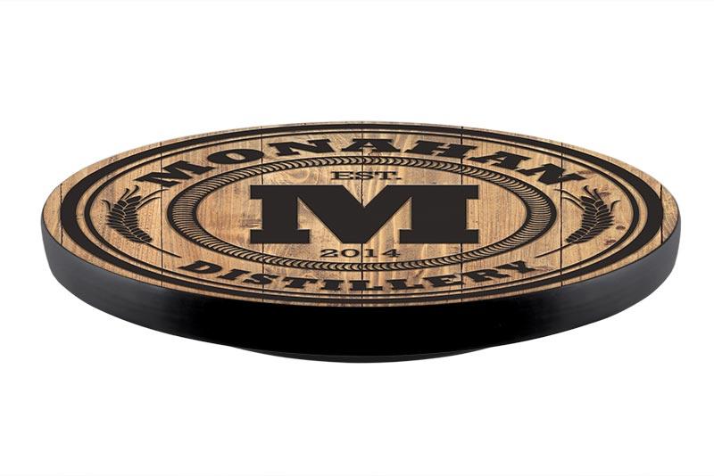 Distillery Wood Lazy Susan - Add Your Name - Size Variations