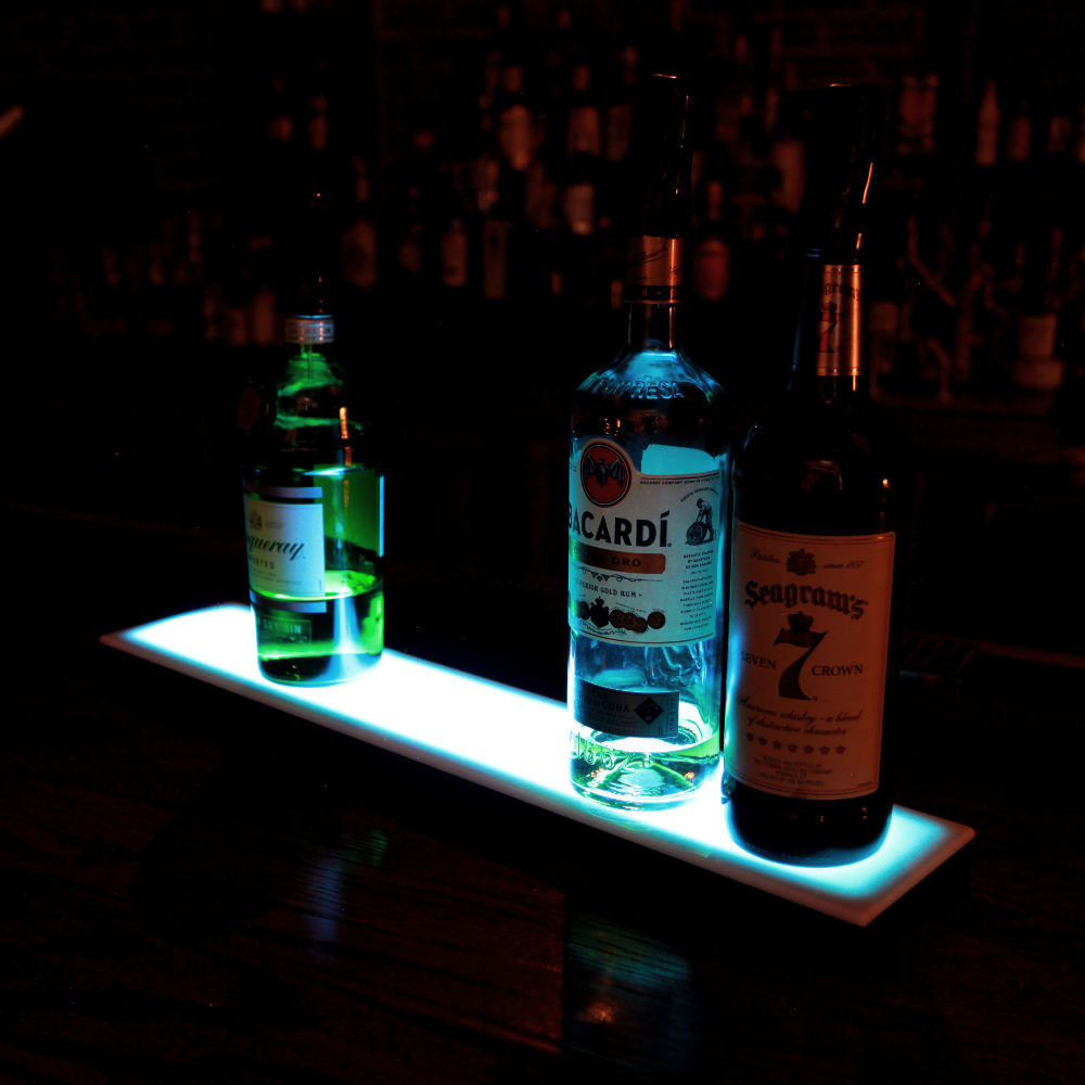 BarConic® LED Liquor Bottle Display Shelf - Low Profile - 1 Tier (Step ...