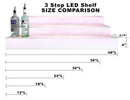BarConic® LED Liquor Bottle Display Shelf - 3 Steps - Polished Mirrored Metal - Several Lengths