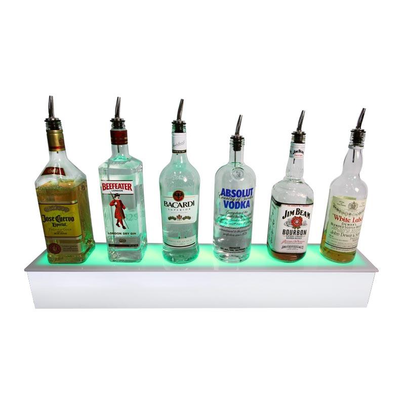 BarConic® LED Liquor Bottle Display Shelf - Polished Mirrored Metal 1 Step - Several Lengths