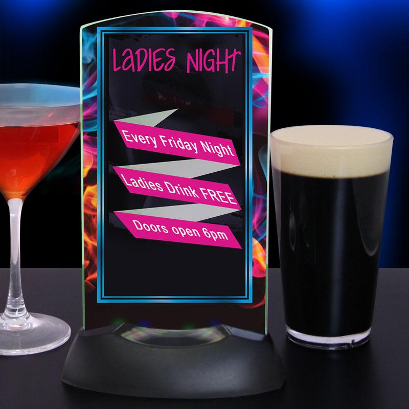 acrylic table tents RGB LED Acrylic Table Tent