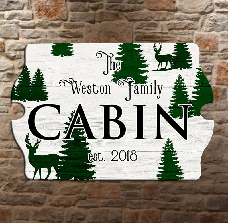 Custom Tavern Shaped Wood Bar Sign - Cabin