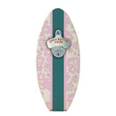 Light Pink Hawaiian Flowers Wooden Surfboard Wall Bottle Opener