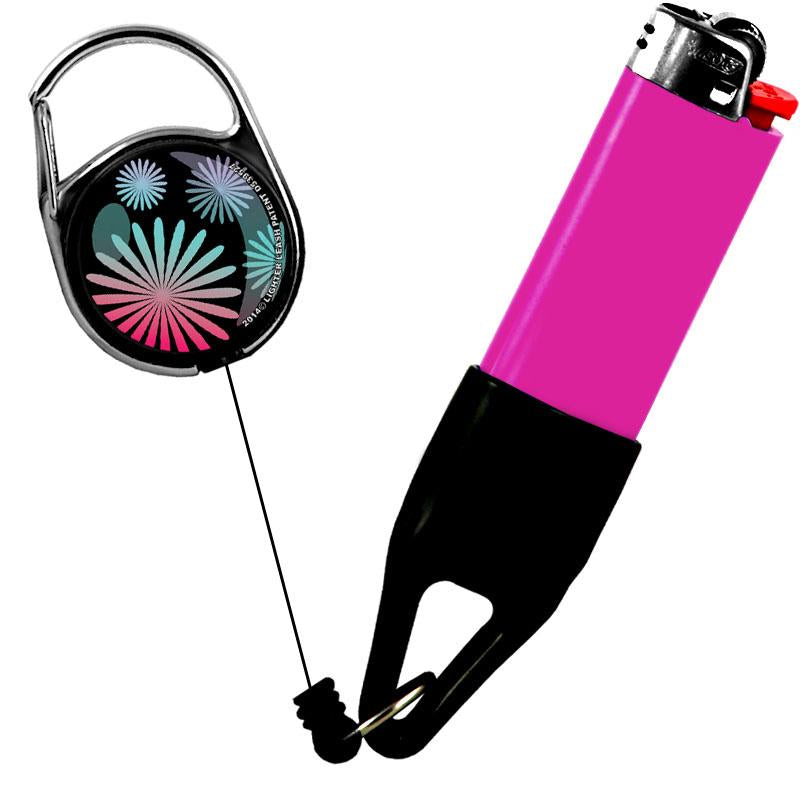 Floral - Pink / Blue / Purple Lighter Leash® - Premium Clip