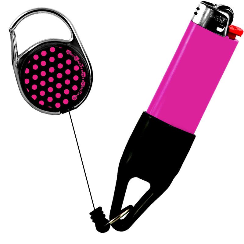 Premium Clip Lighter Leash® - Polka Dots - Pink and Black