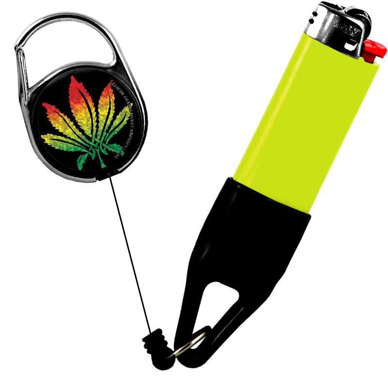 Premium Clip Lighter Leash® - Rasta - Pot Leaf