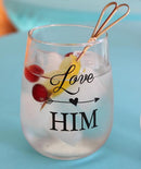 Love Him, Love Her Stemless Wine Glass Set