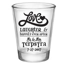 CUSTOMIZABLE - 1.75oz Clear Shot Glass - Love, Laughter & Ever After
