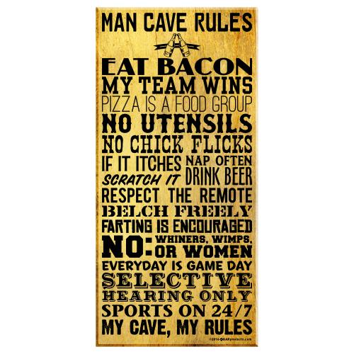 Man Cave Rules – Large (11" x 23") Kolorcoat™ Wood Bar Sign