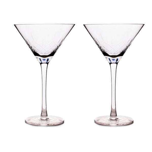 Diamond Martini Glasses - 2 pack - 9 ounce
