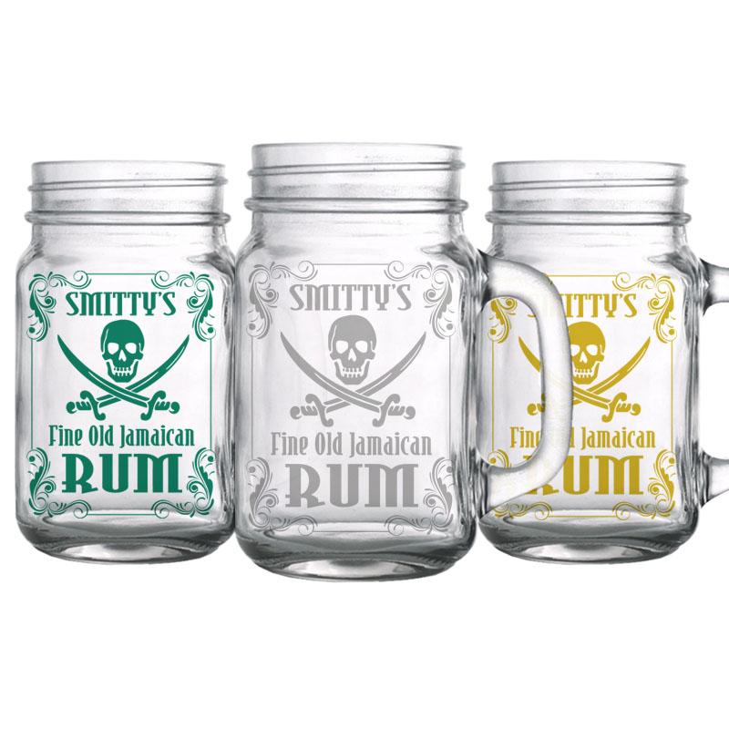 CUSTOMIZABLE Mason Jar with Handle - Rum - 16oz – Bar Supplies