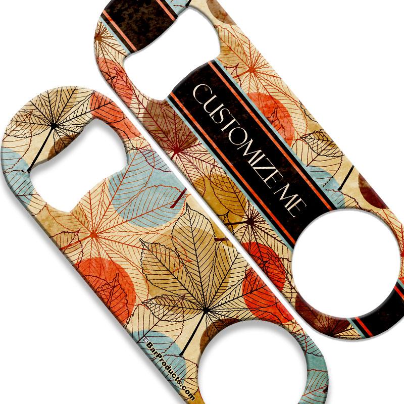 CUSTOMIZABLE  Speed Bottle Opener - Medium Sized 5 inch - Autumn Leaves (V3)