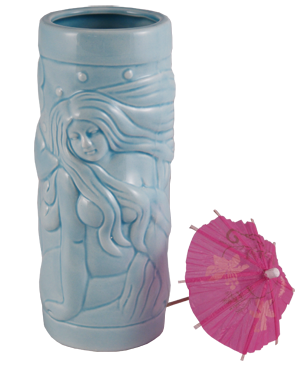 Blue Mermaid Ceramic Tiki Glass
