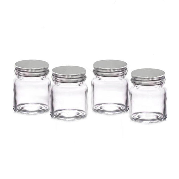 Salt and Pepper Shakers 1 Oz, Tall Silver Cap, Glass Mini Kitchen Uten