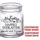 CUSTOMIZABLE - 2oz Clear Mini Mason Jar Shot Glass - Mr. and Mrs. Happily