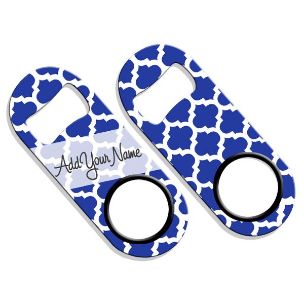 ADD YOUR NAME Mini Bottle Opener – Moroccan Patterns- Blue