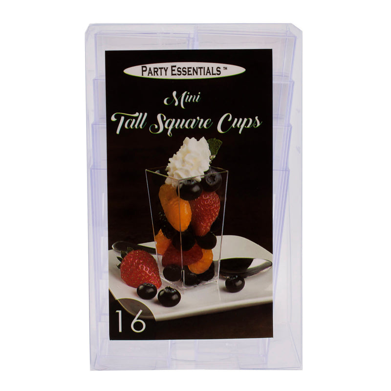 16 count - Clear Mini Tall Square Cups - 3.5 ounce