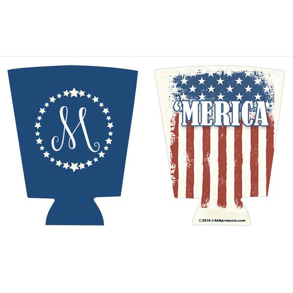 ADD YOUR NAME Pint Glass Cooler - 'MERICA - flat