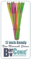 Mammoth Bendy Straws - Assorted Neon (200 Pack)